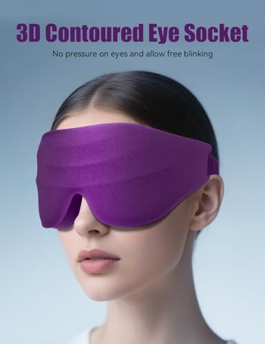 Sleep Eye Mask for Men Women, EVA BELLE Light Blocking Sleeping Mask for Side Sleeper, 3D Contoured Cup Night Blindfold, Lash Extensions 3D Sleeping Mask with Adjustable Strap for Travel, Night & Nap - Image 2