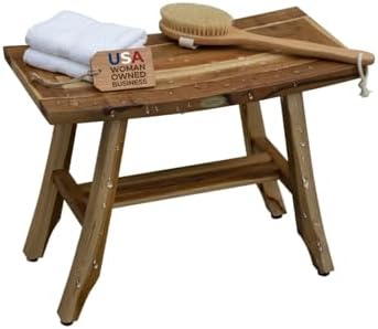 EcoDecors Satori 24-Inch Natural Teak Shower Bench, Waterproof by EcoDecors