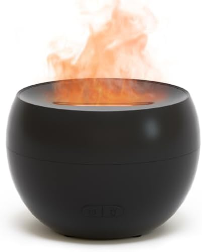 SALKING Flame Diffuser for Essential Oils, Fire Aromatherapy Essential Oil Diffuser, 150ml Ultrasonic Cool Mist Humidifier with Auto-Off Function, Small Diffuser for Home,Office,Bedroom,Gift (Black) by SALKING