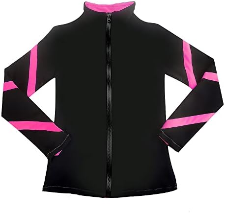 LIUHUO Girls Ice Skating Jackets Women Stripes Training Practice Figure Skating Tops Costs Fleece by LIUHUO