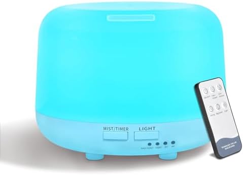 Marchred 300ML Essential Oil Diffuser with Remote Control, 7 LED Color Changing Light, 8 Hour Cool Mist Fragrance Air Humidifier by Marchred