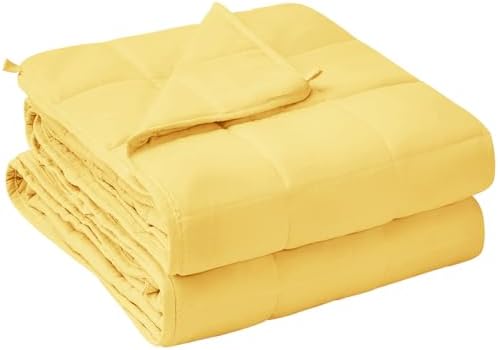 yescool Weighted Blanket for Adults (15 lbs, 48" x 72", Yellow) Cooling Heavy Blanket for Sleeping Perfect for 160-180 lbs, Twin Size Breathable Blanket with Premium Glass Bead, Machine Washable by yescool