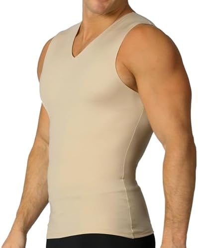 Insta Slim Mens Compression Sleeveless V Neck Muscle Shirt- Slimming Body Shaper Undershirt - Image 2