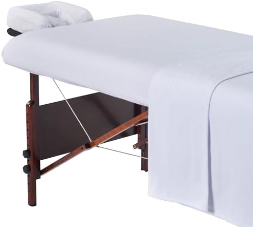 Master Massage Cotton Flannel Sheets Set (3 Piece Set) Massage Table Cover Set, Beauty Salon SPA Bed Replacement Cover, Includes Table Cover, Face Cushion Cover, Table Sheet, Pure White by MasterMassage