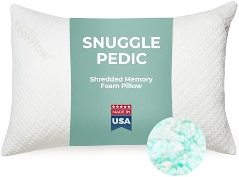 Snuggle-Pedic Shredded Memory Foam Pillow - The Original Cool Pillows for Side, Stomach & Back Sleepers - Sleep Support That Keeps Shape - College Dorm Room Essentials for Girls and Guys - King by Snuggle-Pedic
