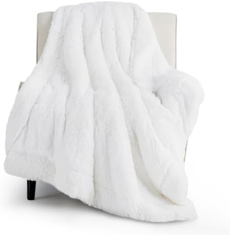 Bedsure Faux Fur Fluffy Sherpa Throw Blanket Couch Twin White 60"x80" by Unknown