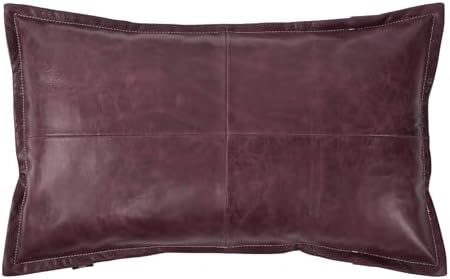 LL LEATHER LOVERS 100% Lambskin Leather Pillow Cover - Sofa Cushion Case - Decorative Throw Covers for Living Room & Bedroom, Pink Maroon Box Pack of 1-16X24 Inch by LLLEATHERLOVERS