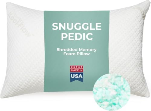 Snuggle-Pedic Travel Shredded Memory Foam Support Pillow - Compact Cooling Ergonomic Design for Side Sleepers, Pregnancy, Post-Surgery, Neck and Lumbar Support - Lightweight & Washable - USA Quality by Snuggle-Pedic