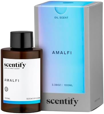 Scentify Amalfi Aroma Oil Refill Scent for Oil Diffusers - Lemon, Jasmine, Orchid, Amber, Musk Scents - Luxurious Relaxing Aromatherapy Diffuser Fragrance 100ml, 3.38 oz by Scentify
