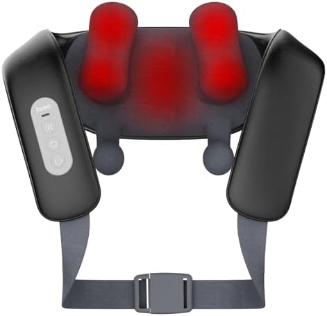 ibreo Neck and Back Massagers with Heat, 3D Shiatsu Deep Tissue Kneading, 4 Massage Modes, Adjustable Fit & Rechargeable Design for Shoulder, Leg, Waist, Muscle and Pain Relief by ibreo