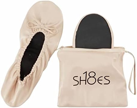 Shoes 18 Women's Foldable Portable Travel Ballet Flat Shoes w/Matching Carrying Case by Shoes8teen
