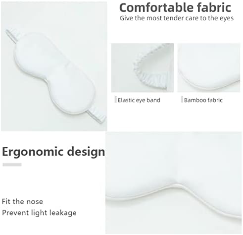 HBHLFZ Sleep Mask 2 Pack - Bamboo Viscose Fiber Sleeping Eye Mask - with Elastic Band/Headband - Comfort Sleeping Shade - for Nighttime Sleeping, Traveling & Napping（White） - Image 3