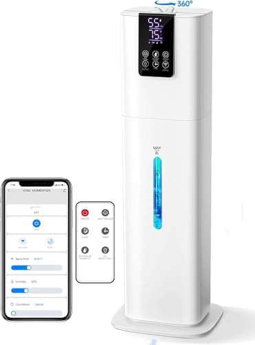 8L Smart Humidifiers for Bedroom Large Room, 2.1Gal Cool Mist Top Fill Diffuser Ambient Light, App & Remote Control, 3 Mist Modes, Quiet Humidifier for Home Office Plant by HumidifiersforLargeRoom