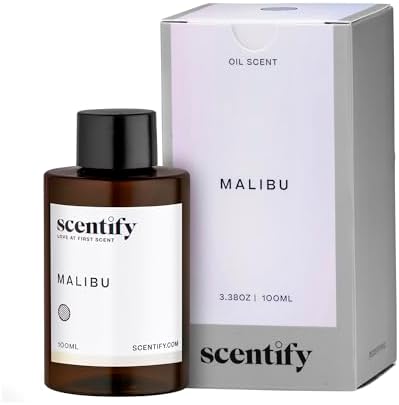 Scentify Malibu Aroma Oil Refill Scent for Oil Diffusers - Lemon, White Tea, Thyme, Cedar, Musk Scents - Luxurious Relaxing Aromatherapy Diffuser Fragrance 100ml, 3.38 oz by Scentify