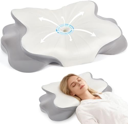 Cervical Pillow for Neck and Shoulder,Contour Memory Foam Pillow,Ergonomic Neck Support Pillow for Side Stomach Back Sleepers with Skin-Friendly Pillowcase (White) by FAMKCY