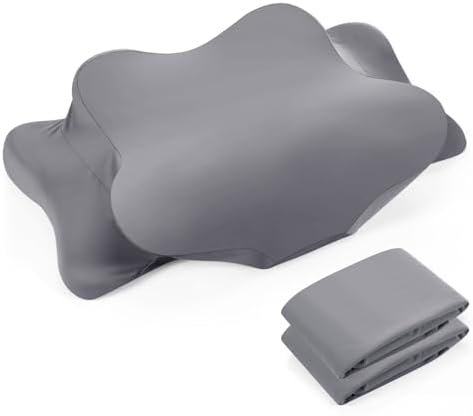 Hahafelt 2 Pcs Cooling Cervical Pillowcase with Zipper (Only Pillowcase) Ergonomic Cervical Neck Pillow Cover Breathable Cool Pillow Case for Side Back Stomach Sleepers(Dark Gray,Standard Size) by Hahafelt