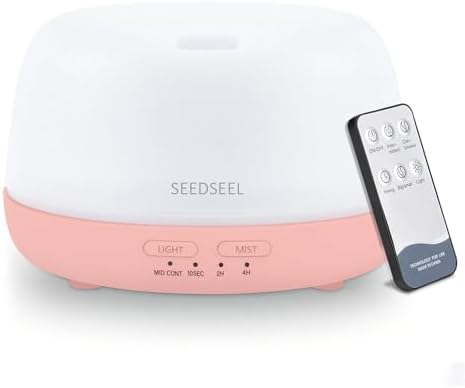 SEEDSEEL 300ML Essential Oil Diffuser with Remote Control, Aromatherapy Diffuser with 7-Color Changing LED Light for Home,Bedroom, Office by SEEDSEEL