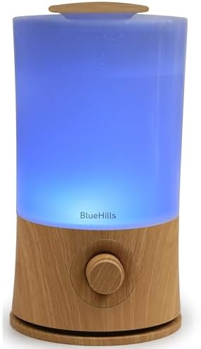 BlueHills Premium 2000 ML XL Large Essential Oil Diffuser Aromatherapy Humidifier for Large Room Home 40 Hour Run Huge Coverage Area 2 Liter Extra Large Capacity Huge Diffuser Wood Grain E005 by BlueHills