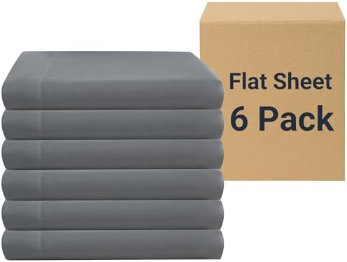 ZPECC Bulk Flat Sheets Only King Size 6 Pack, Easy Sort Top Bed Sheet by Color-Coded Label, Soft Durable Brushed Microfiber Fabric Hotel Airb&bs Essentials for Hosts,105"x102", Dark Gray by ZPECC-ABrandThatHasBeenFocusedOnBeddingFor20Years