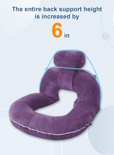 INSEN Reading Pillow, Back Pillow for Sitting in Bed and Couch, Gaming Pillow for Adults, Sit Up Support for Bed, Purple - Image 3