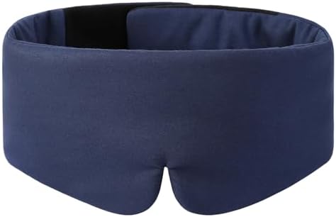 ALASKA BEAR Wraparound Style Organic Cotton Eye Mask with Padded Nose, Big Wide Headband and Large Coverage Ear Muff Sleeping Mask with Bottom Flap for Full Blackout, Dark Blue by ALASKABEAR