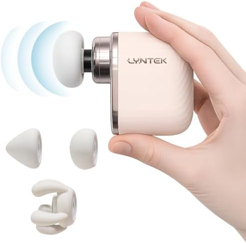 Mini Massage Gun - Small Handheld Muscle Massager with Percussion Deep Tissue, 5 Adjustable Vibration Frequency & 3 Interchangeable Heads - Portable Pocket Massage Gun for Gym, Travel, Office by LYNTEK