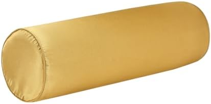 Satin Cylinder Pillowcase | Silk-Like Roll Bolster Pillow Cover with Hidden Zipper | Neck Roll Covers for Hair & Skin Friendly（ Golden Yellow 24" x 6" ） by Velvetcossy