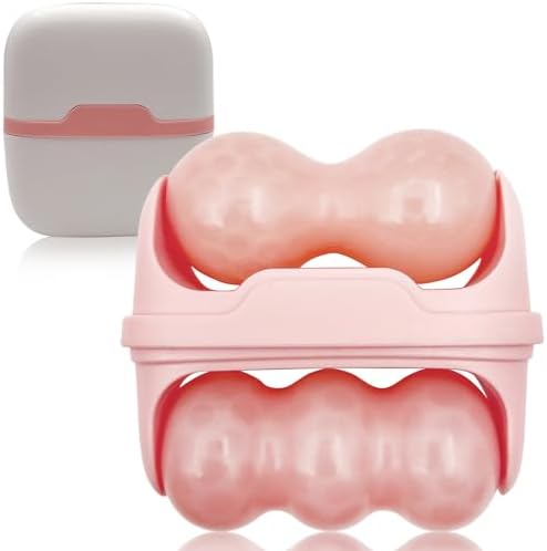 Facial Ice Roller for Face & Eyes, 2-in-1 Skin Care Cooling Roller with Travel Storage Case, Self-Care Beauty Tool Gift for Men and Women (Pink, 1 Pc) by Unknown