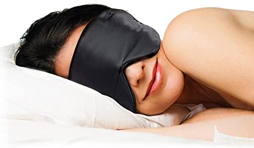 Dream Essentials Ultra Silk 360 Sleep Mask, Mulberry Silk Blindfold Eye Mask with 2 Fully Adjustable Straps, Thin Profile Night Mask Great for Side, Stomach, or Back Sleepers - Black by WildEssentials