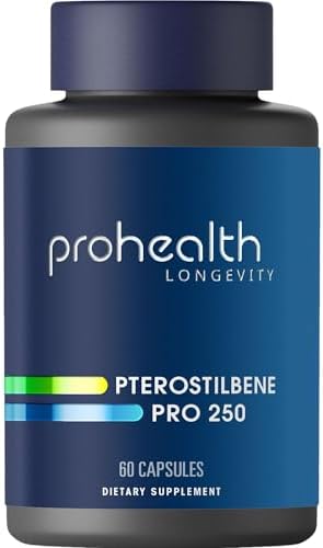 Pterostilbene Supplement (250mg, 60 Capsules) | Clinically Proven, Third-Party Tested Antioxidant for Heart & Brain Health | Activates Longevity Genes by ProHealthLongevity