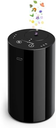 Waterless Essential Oil Diffuser, Portable Aromatherapy Diffuser with 20mL Capacity, Battery Operated Mini Scent Diffuser,3 Mist Levels & Timers, Leak-Free, for Home, Car, Office (Black) by AMAZINGFLOWER