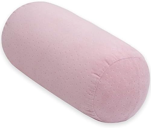 1 MIDDLE ONE Round Cylinder Bolster Pillow with Removable Velour Cover, Tube Roll Cervical Pillow for Head, Neck, Back and Legs Support, 13"x 6", Pink by 1MIDDLEONE