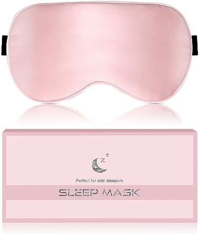 Silk Sleep Mask for Women - Soft Breathable Organic Natural Mulberry Silk Fabric Blackout Eye Mask for Sleeping with Adjustable Straps No Pressure Eye Mask for Travel Essentials Gifts (Pink) by BLSSNZSleepEyeMask