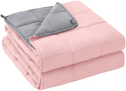 yescool Weighted Blanket for Adults (22 lbs, 60" x 80", Pink Grey) Cooling Heavy Blanket for Sleeping Perfect for 210-230 lbs, Queen Size Breathable Blanket with Premium Glass Bead, Machine Washable by yescool