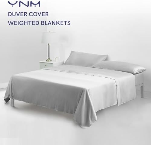 YnM Exclusive Cooling Duvet Cover for Weighted Blankets with 16 Strings (Light Grey, 88"x104") - Image 2