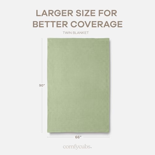 Comfy Cubs Waffle Blanket Twin, 90" x 66" - 100% Cotton Lightweight Breathable Bed Blanket - Soft Textured Thermal Weave for All Seasons – Decorative Cozy Layer for Couch, Sofa, or Bed - Sage - Image 4