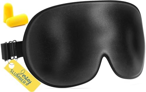 Jersey Slumber 100% Silk Sleep Mask for Women Men Side Sleeper - Light Blocking Eye Mask for Sleeping, Zero Pressure Soft Blindfold, Adjustable Strap, Silk Eye Cover for Travel Nap - Black by JersySlumber