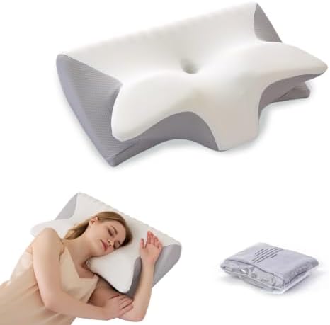 Cervical Neck Pillow for Pain Relief,Ergonomic Contour Memory Foam Pillows,Orthopedic Bed Pillow for Side Back Stomach Sleeper,Includes an Extra Pillowcase (White) by Unknown