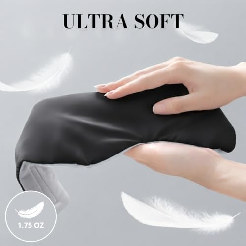 Sleep Mask for Women Men, Reversible Eye Mask Sleeping with Cozy & Cooling Sides, Adjustable Velcro Band, Blackout Face-Hugging Padded Eye Cover for Sleeping Travel Office, Black/White - Image 4