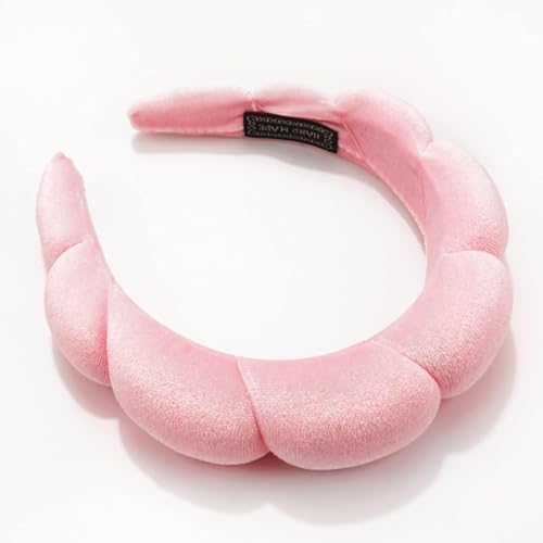 Ayesha Hairband, 2pcs Spa Headband for Women - Bubble Skincare Headband for Washing Face, Sponge Soft Hairband Skincare Makeup Headbands for Women Girls Shower, Pink & White - Image 2