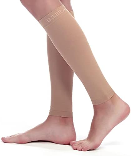 BSERA Calf Compression Sleeve Women, 2 Pairs 20-30mmHg Footless Compression Socks for Swelling Shin Splints Varicose Veins by BSERA