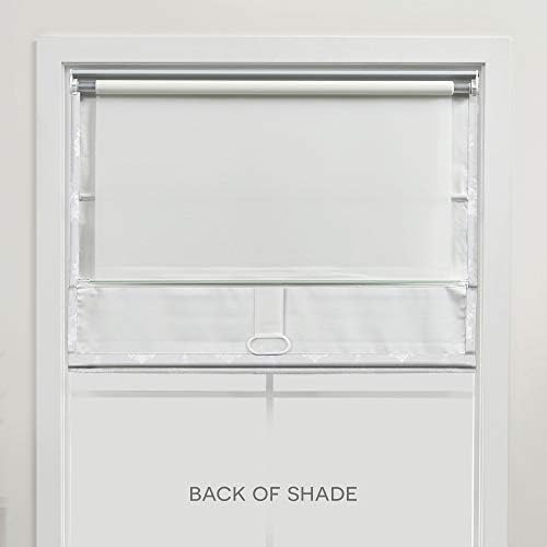 EXCLUSIVE HOME Marseilles Damask 100% Blackout Roman Shade, 23"x64", White - Image 6