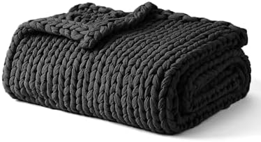 YnM Cooling Weighted Blanket, 100% Cotton Handmade Chunky Knitted Blanket, Weighted Lap, Breathable Heavy Blankets, Machine Washable Throw for Sleep or Home Decor (Dark Grey, 40x50 Inch, 7lbs) by YNM