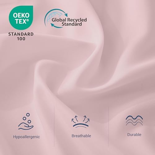 Queen Flat Sheet Only, 1 Pack Top Bed Sheets, Soft Breathable Brushed Microfiber Color-Coded Label Threads, (90"x102",Pink) - Image 2