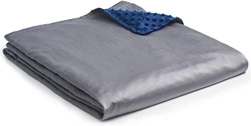 YnM Exclusive Cooling Viscose Derived from Bamboo & Cozy Velvet Dual-Sided Duvet for Weighted Blankets with 16 Strings (88''x104'') - Blue Grey by YNM