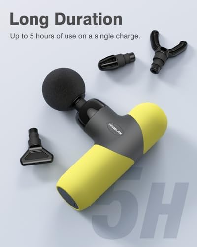 Morelax Mini Massage Gun Portable Deep Tissue Muscle Percussion Massager, Electric Handheld Sport Massager with 6 Massage Heads 4 Speed, Best Gift (Yellow) - Image 6