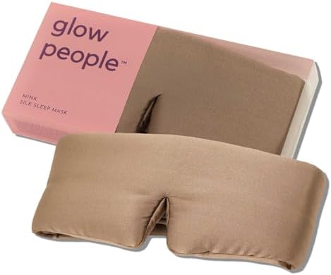 Glow People Silk Sleep Mask – 100% Mulberry Silk Eye Mask for Sleeping, Total Blackout, Cloud-Soft and Adjustable for Beauty Sleep and Travel - Mink by GlowPeople