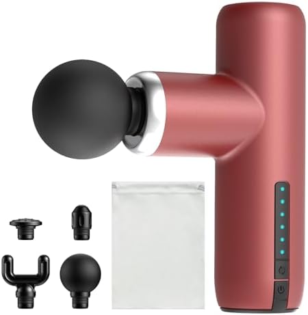Mini Massage Gun Pocket-Sized Massage Gun Deep Tissue Quiet, Portable Percussion Muscle Travel Massager Gun,Back/Neck Massager for Pain Relief Deep Tissue (Red) by Unknown