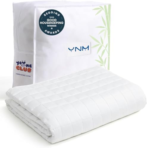 YnM Cooling Weighted Blanket for Adults, 10lbs Heavy Bed Throw for One Person of 90lbs, Perfect for Hot Sleepers or Warm Climates with Rayon/Glass Beads(48x72 Inches,Twin/Full Bed, White) by YNM