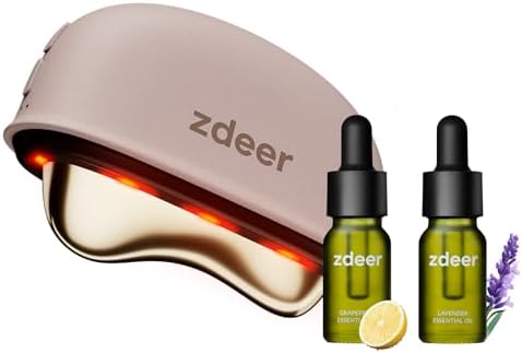 ZDEER GS5 Electric Heated Gua Sha Kit, Red Light Face Massager Tool, Pink by zdeer